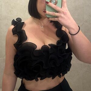 REVOLVE Black Ruffle Detail Tank Top